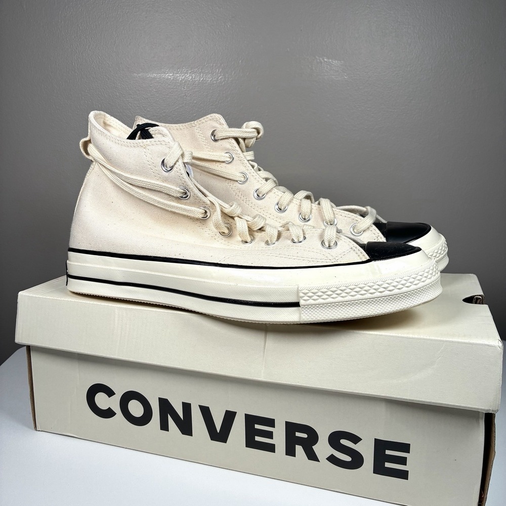 Converse Chuck Taylor 70 High Fear Of God Essentials Ivory Black Size 10.5 Mens
